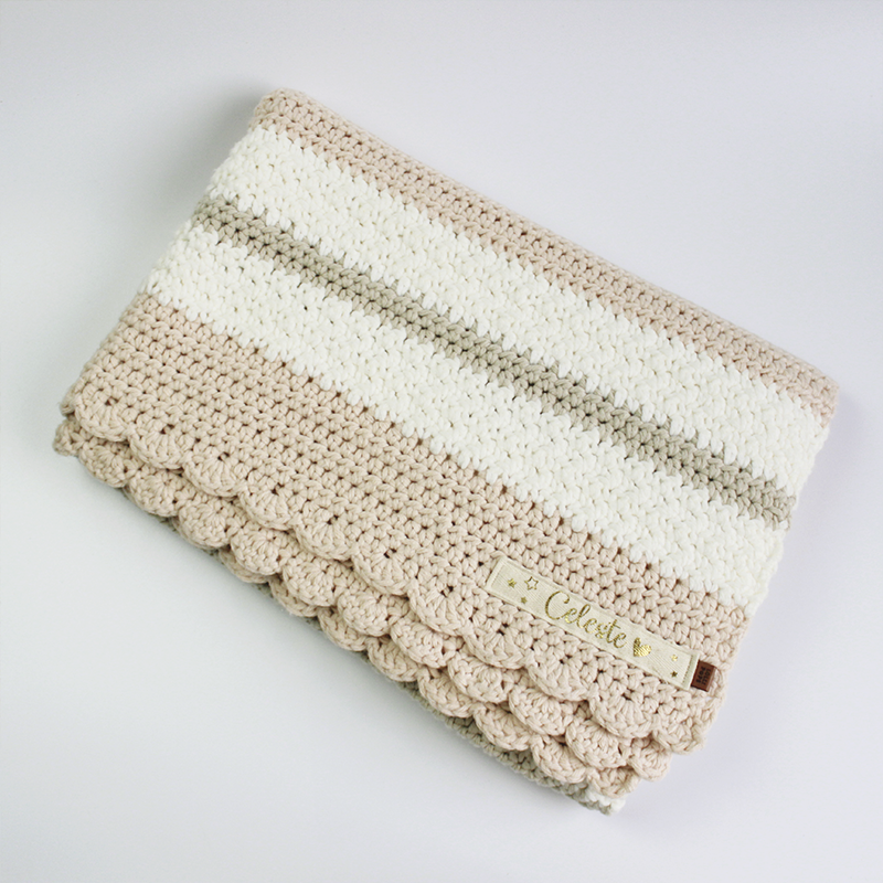 Manta Tejida Dalia Personalizada Palo rosa, Crudo & Beige