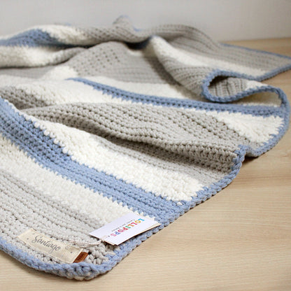 Manta Tejida Flora Personalizada  Azul, Gris & Crudo