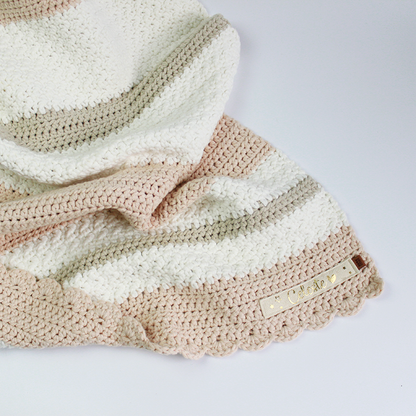 Manta Tejida Dalia Personalizada Palo rosa, Crudo & Beige