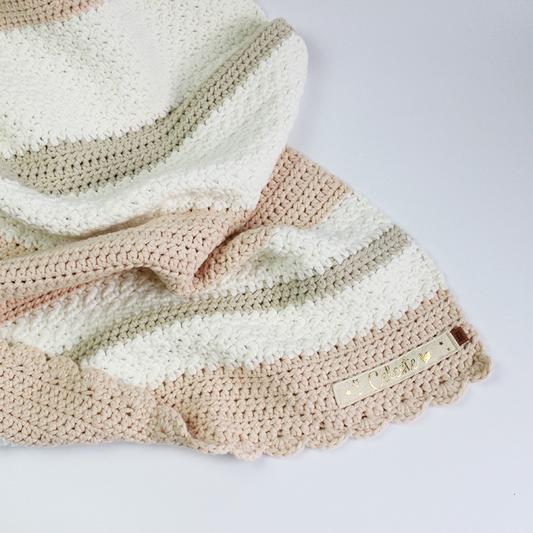 Manta Tejida Dalia Personalizada Palo rosa, Crudo & Beige