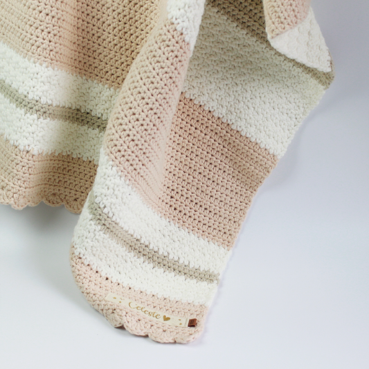 Manta Tejida Dalia Personalizada Palo rosa, Crudo & Beige