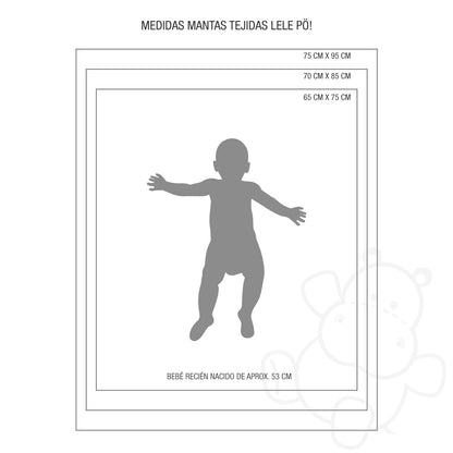 Manta Tejida Ellie Personalizada Crudo, Gris & Azul