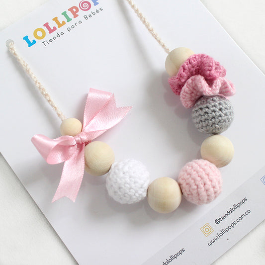 Collar de Lactancia Sadie Blanco, Rosa & Gris